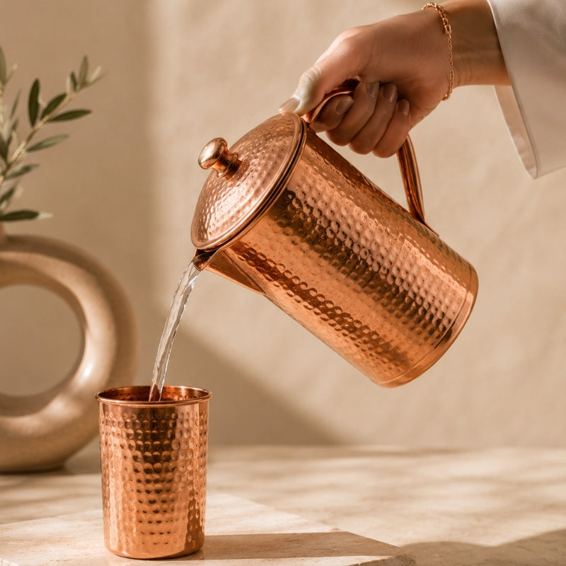 Carafe Martelée en Cuivre Pur