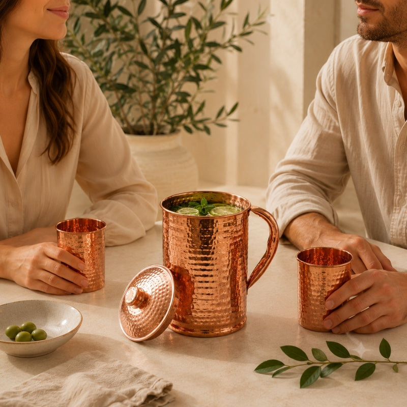 Carafe Martelée en Cuivre Pur