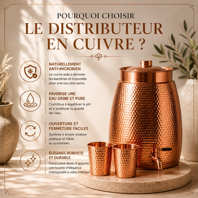 Distributeur d’eau en Cuivre Pur Massif 99,9%
