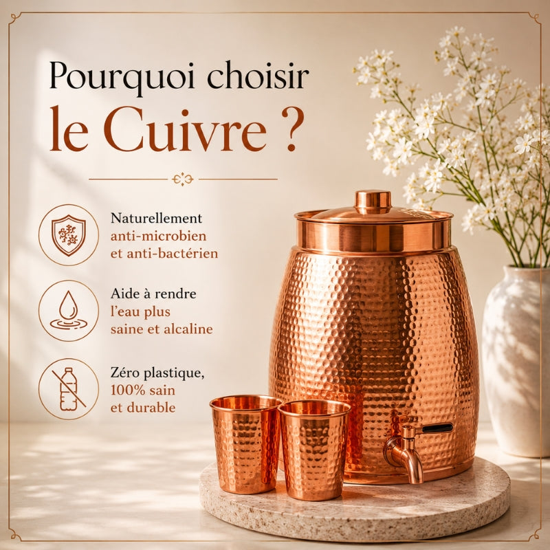 Distributeur d’eau en Cuivre Pur Massif 99,9%