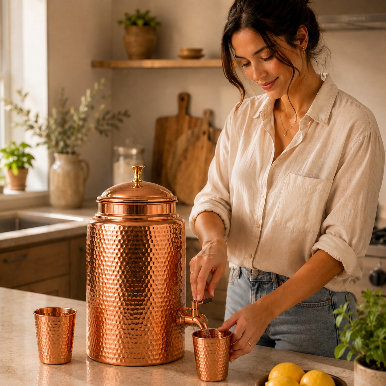 Distributeur d’eau en Cuivre Pur Massif 99,9%