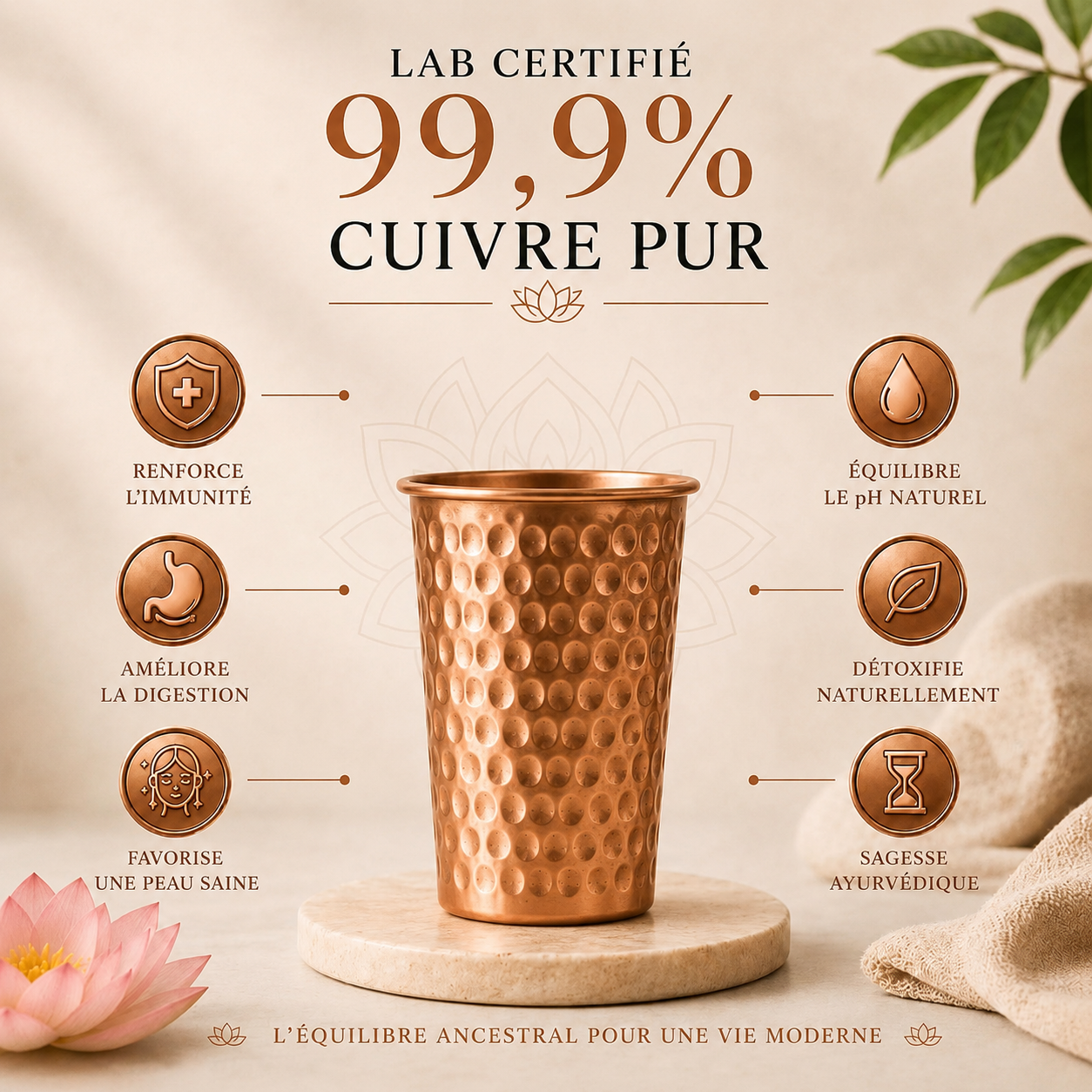 Verre en Cuivre Pur Massif 99,9% MyTamra™ - Heritage Edition