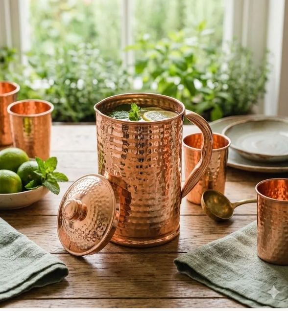 Carafe Martelée en Cuivre Pur