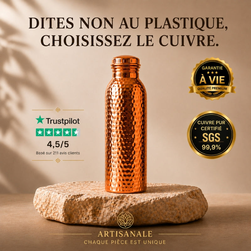 Gourde en Cuivre Pur – MyTamra™ | L’Eau Purifiée Naturellement, Sans Plastique